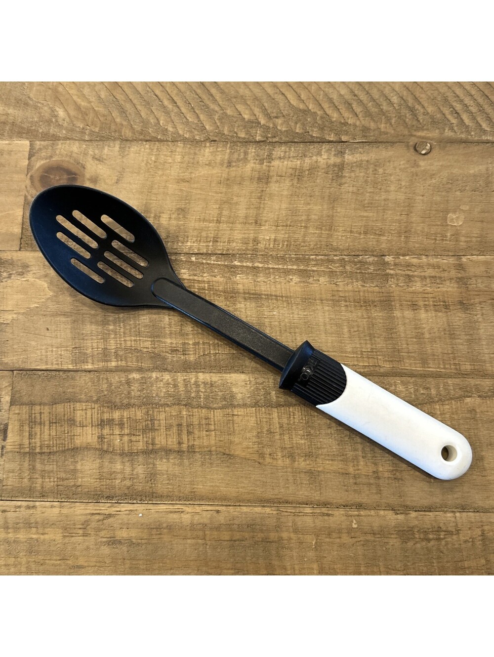 Vintage EKCO Black White Nylon Slotted Serving Cooking Spoon